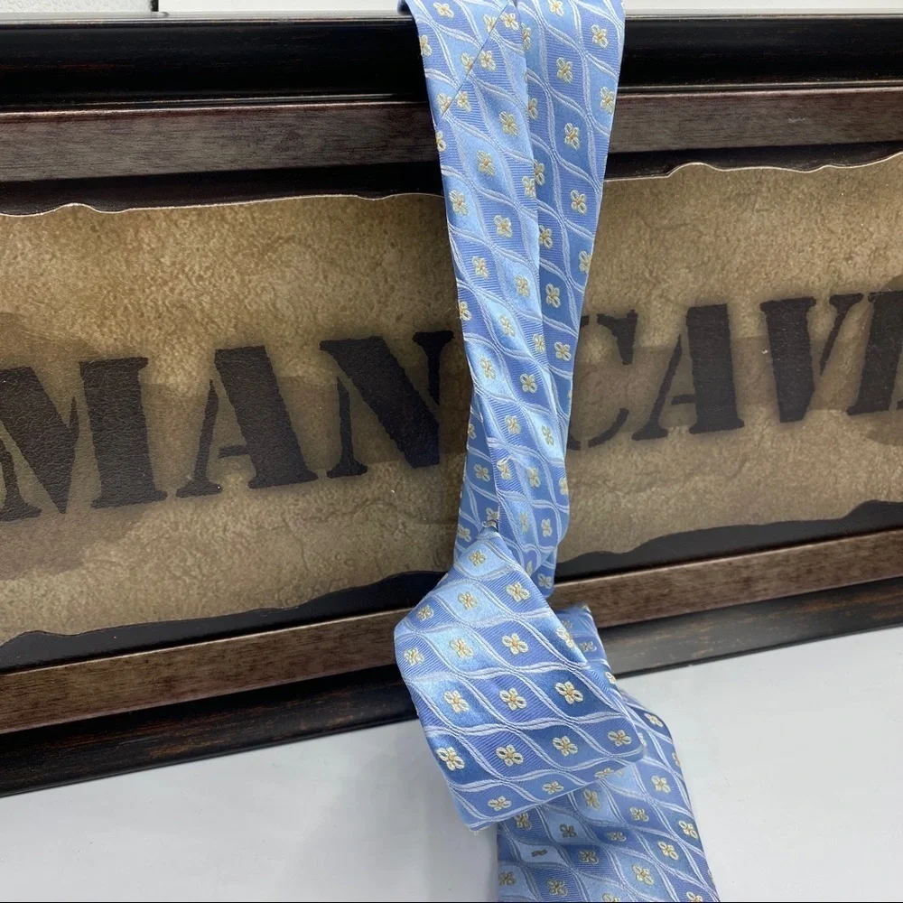 Ike Behar NY‎ Blue Gold Silk Tie